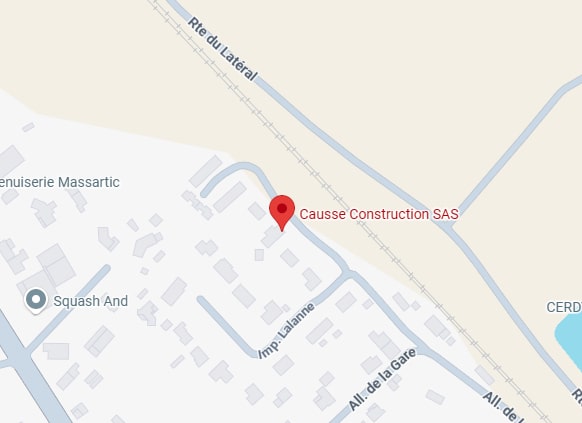 Caussse Construction SAS : carte et accès par la Rte du Latéral Carte situant Caussse Construction SAS sur la Rte du Latéral. Points voisins : Menuiserie Massartic, Squash And, Imp. Lalanne, All. de la Gare.